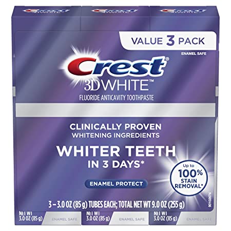 Crest 3D White Teeth Whitening Toothpaste Professional Enamel Protect with Fluoride, 3oz (Triple Pack)