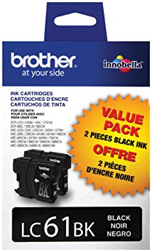 Brother LC61BK 2 Pack Black Ink Cartridges