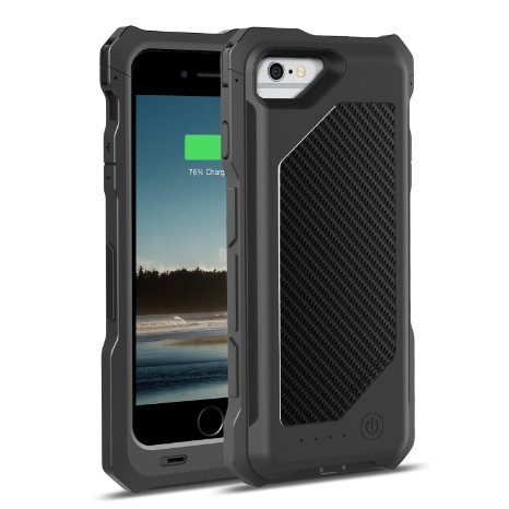 MoKo iPhone 6s  6 Battery Case - Portable 3500mAh Carbon Fiber Protective Charger Charging Case with Removable  Rechargeable Power Cover for iPhone 6s  6 47 Inch MFI Apple Certified BLACK