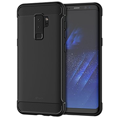 JETech Case for Samsung Galaxy S9 Plus Protective Cover with Shock-Absorption and Carbon Fiber Design (Black)