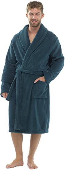 Tom Franks Men's Plain Supersoft Calf Length Bath Robe Dressing Gown
