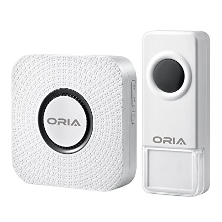 ORIA Wireless Doorbell, Chime DoorBell Kit, Modern DoorBell & Chime, IP44 Waterproof, 4 Levels & 52 Chimes, 900 Feet Operating, LED Indicator & CD Quality Sound, with Plug Receiver for Home and Office