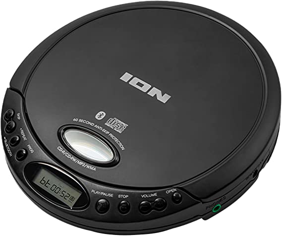 ION Audio CD GO - Retro Portable CD Player With Headphones and Bluetooth Connectivity to Stream to any Bluetooth Speaker or Bluetooth Headphones