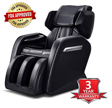 Massage Chair, WOVTE Affordable Electric Full Body Zero Gravity FDA Approved Shiatsu Massaging Chair Recliner with Heat, Foot Roller and Air Massage System for Home Office Use, Black