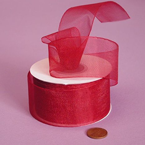 Red Shimmer Sheer Organza Ribbon, 1-1/2" X 25Yd