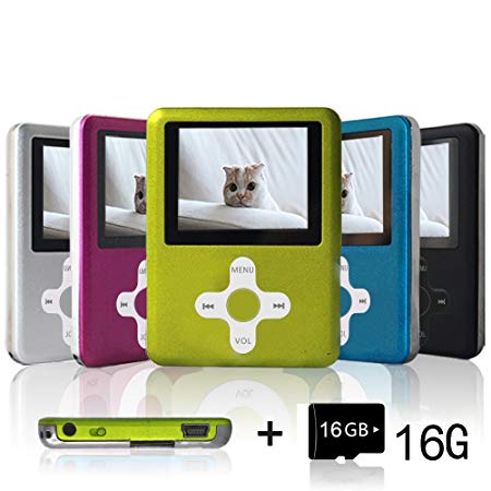 Lecmal Portable MP3 Player MP4 Player with 16GB Micro SD Card and FM radio Function, Economic Multifunctional Music Player with Mini USB Port, MP3 Voice Recorder, Media Player for Kids-