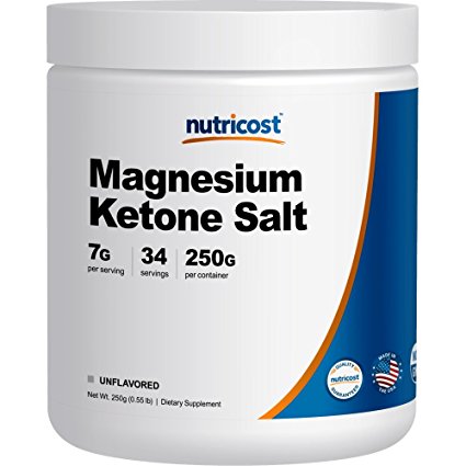 Nutricost Magnesium BHB Salts, Exogenous Ketone Supplement, 6.5g Beta-Hydroxybutyrate Per Serving, 250 Grams