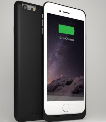 iPhone 6S Plus Battery Case , iPhone 6 Plus Battery Case - 6000mAh External Protective Charging Case Extended Portable Charger Backup Battery Pack Case (Black)