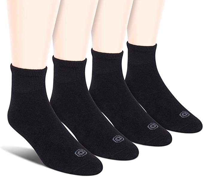 Doctor's Choice Men's Non-Binding Diabetic Circulatory Full Cushion Crew & Quarter 4 Pack Socks, Shoe Size: 6-12.5