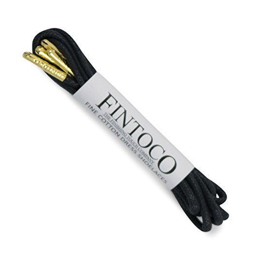 Fintoco Round Waxed Designer Dress Shoe Laces with Metal Tips