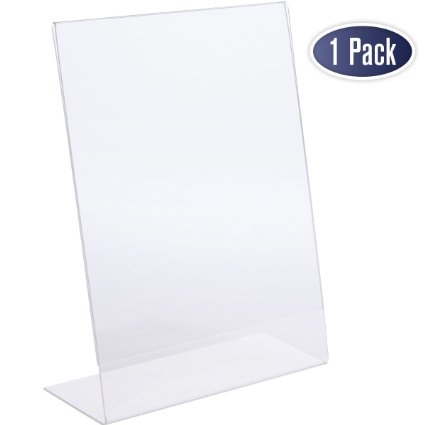 Slant Back Acrylic Sign Holder, 8.5 x 11 Inches Economy Portrait Ad Frames, Perfect for Home, Office, Store, Restaraunt (1 Pack)
