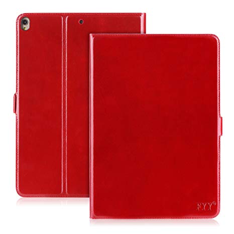 FYY Case iPad Pro 10.5, Handmade Genuine Leather Case Kickstand Function iPad Pro 10.5 Wine Red