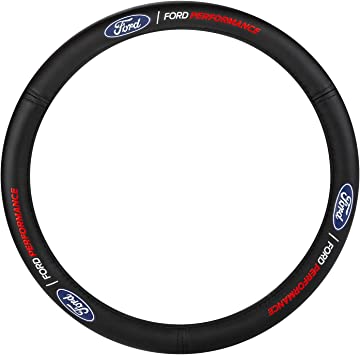 Pilot Automotive Accessory SW-121 Genuine Leather Steering Wheel Cover, Ford Logo