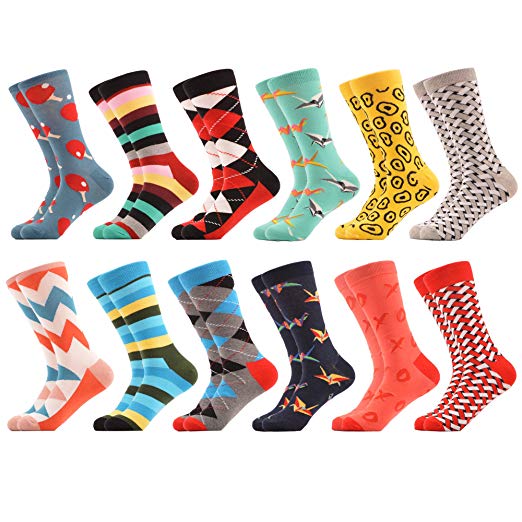 WeciBor Men's Funny Casual Combed Cotton Novelty Colorful Crazy Socks Pack