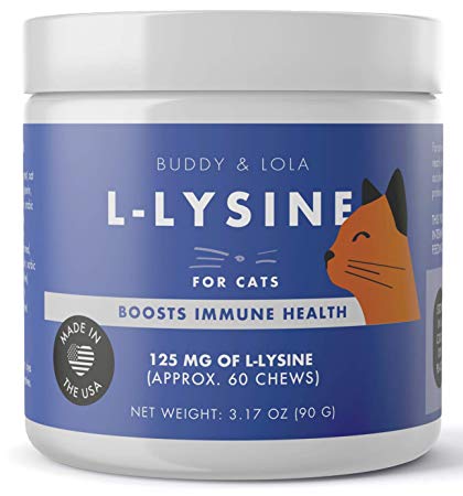 Buddy & Lola L Lysine for Cats – Immune Support for Cats – Made in The USA – Natural Ingredients – Tasty and Healthy Cat Treats – Cat Decongestant, Cold Relief
