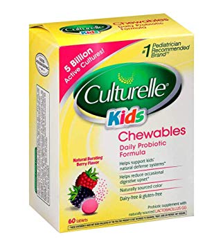 Culturelle Kids Daily Probiotic Chewable Dietary Supplement | Helps Support Kids’ Immune & Digestive Systems | For Children Age 3  | #1 Pediatrician Recommended Brand, 60 Chewable Tablets