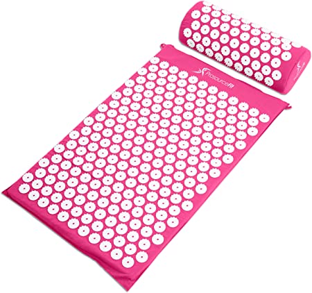 ProSource Acupressure Mat and Pillow Set for Back/Neck Pain Relief and Muscle Relaxation