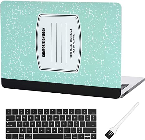 MacBook 12 Inch Plastic Hard Shell Case & A1534 Silicone Keyboard Cover Composition Notebook A1534 MacBook Air 12 Inch Case(Newest Version 2019/2018/2017/2016/2015)-Turquoise Notebook
