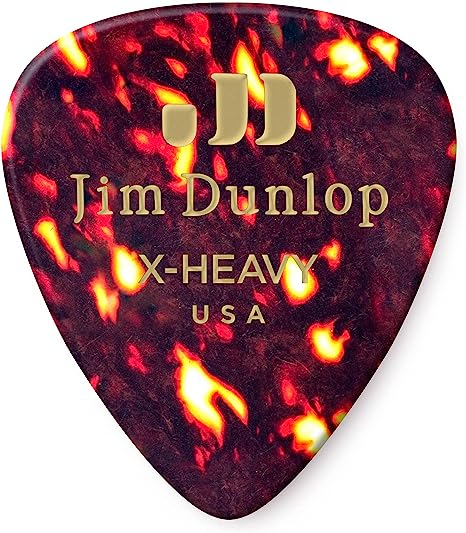 Dunlop 483P05XH Classic Celluloid Shell Guitar Picks, Extra Heavy, 12-Pack