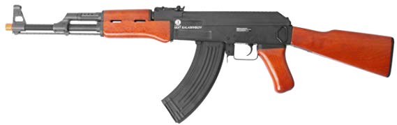 Soft Air Kalashnikov AK47 AEG Full Metal Body Electric Airsoft Gun, Brown Black