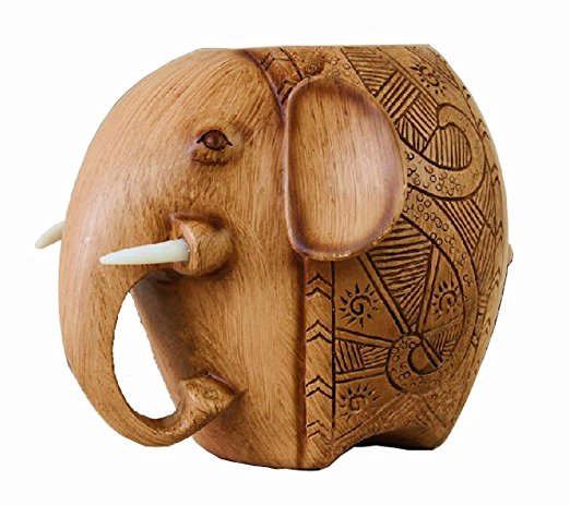 Wood Carving Elephant Pencil Holder Fashion Creative Wooden Pen Holder,cute Pencil Holder for Desk