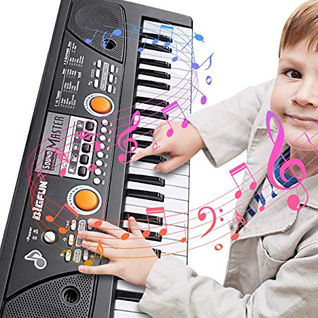 49 Key Kid Piano Portable Electronic Keyboard Portable Electronic Musical Instrument Multi-function Keyboard and Microphone for Kids Piano Music Teaching Toys Birthday Christmas Day Gifts for Kids
