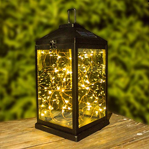 Solar Lanterns Outdoor Hanging Upgraded Waterproof Sunwind Solar Metal Decorative Table Light 2 Modes Steady on and Flash with 30 Warm White LEDs Copper Lights