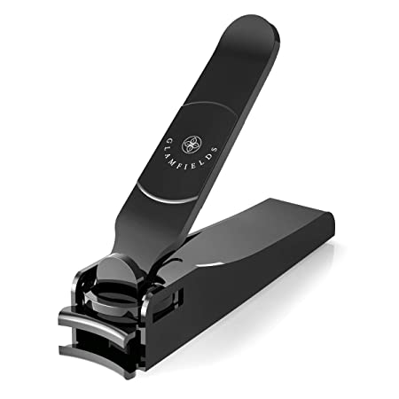 GLAMFIELDS Nail Clipper Set with Catcher, No Splash Fingernail and Large Toenail Clipper Stainless Steel Nail Cutter Nail Trimmer for Men and Women (Black)