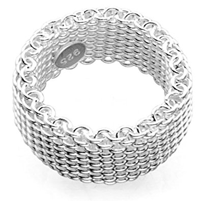 Sephla 925 Sterling Silver Plated Mesh Ring