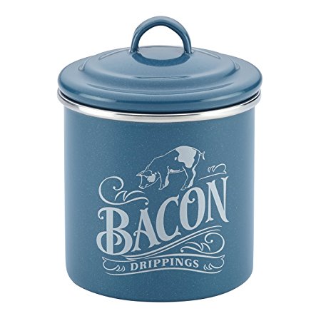 Ayesha Curry Home Collection Enamel on Steel Bacon Grease Can, 4-Inch by 4-Inch, Twilight Teal