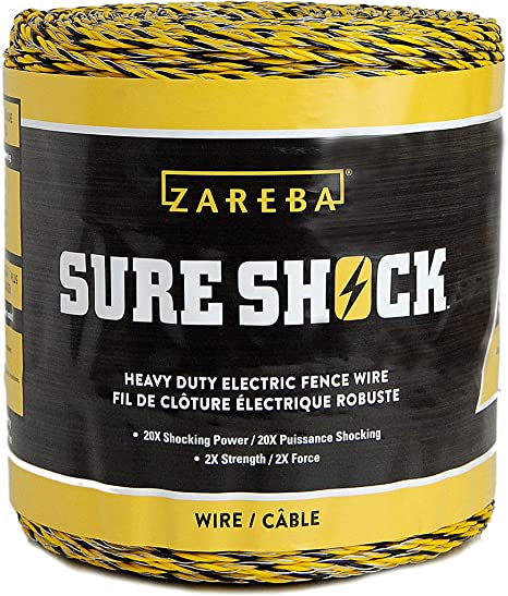 Zareba HDW1320YA-Z Heavy-Duty Sure Shock Aluminum Polywire, PVC-Coated Fiberglass and UV-Stabilized Electric Fence Line, 1,320 Feet x 1/8 Inch Thick, Yellow