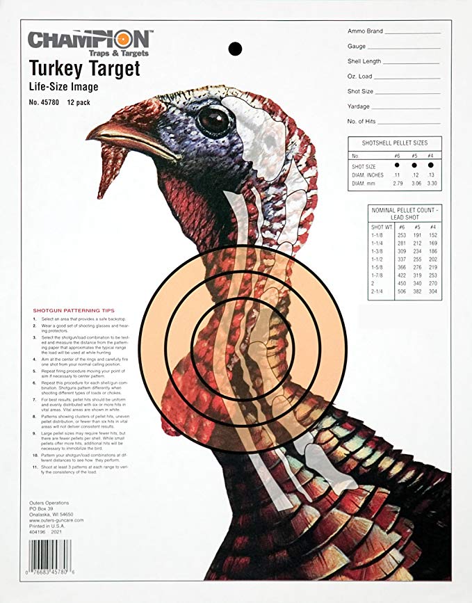 Champion Sight-In Life-size Turkey Paper Target (Pack of 12)