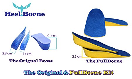 2 Pack Of Premium Height Increasing Insoles FullBorne and The Original 1.5 in HeelBorne Boost