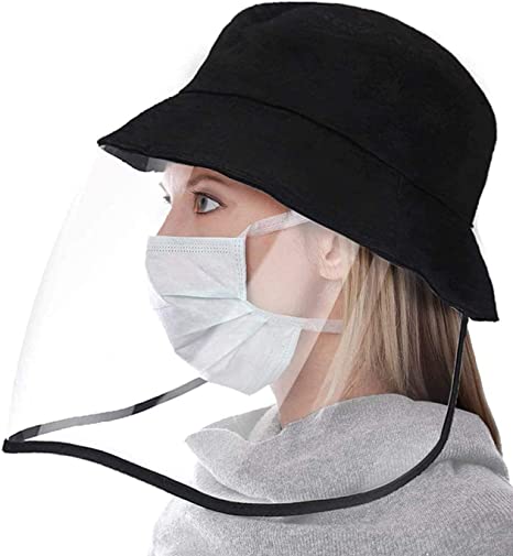 Anti Saliva Full Face Shields Hat for Women Men Safety Protective Dustproof Cap Isolation Outdoor Packable Hat(Fisherman Hat)