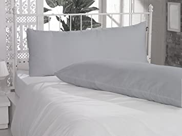 2 Piece Body Pillow Cases 100% Egyptian Cotton 1000 Thread Count Solid Pattern All Size & Color (20 x 54 Inch (50cmx137cm), Silver Grey)