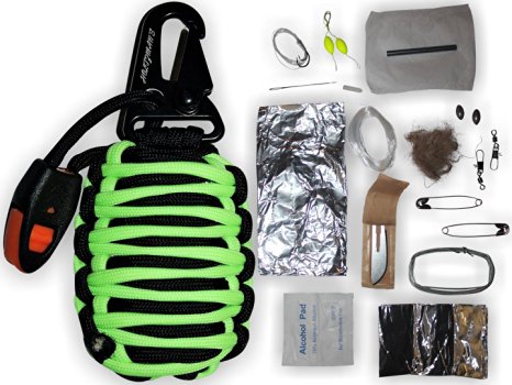 Holtzman's Gorilla Egg : 550 Paracord Grenade Emergency Kit - Your Survival Pack Has an Upgraded Military Grade Carabiner Snap Hook Is Stuffed with 18 Tools