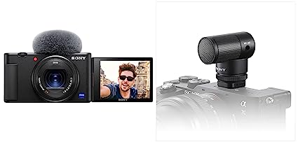 Sony Digital Vlog Camera ZV-1 Only (4K Vlogging Camera) Black with Sony ECM-G1 Shotgun Microphone, Super-Cardioid, Compact Sound Ideal for YouTube