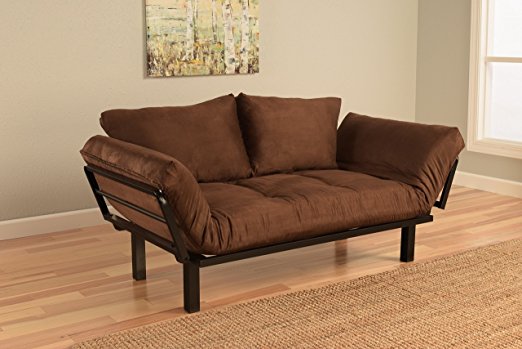 Best Futon Lounger - Versatile Positions - Sit Lounge Sleep - Smaller Size Piece of Furniture is Perfect for College Dorm, Bedroom Studio Apartment Guest Room Covered Patio Porch (Brown)