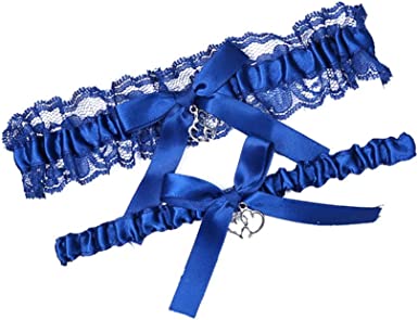 Blue Bridal Lace Garter Belt Wedding Legs Garter Belt with Bow Toss Away JW27