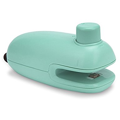 Mini Heat Sealer for Plastic Bags, Handheld Portable Bag Cutter and Resealer for Airtight Food Storage,Mint Green (Battery Included)