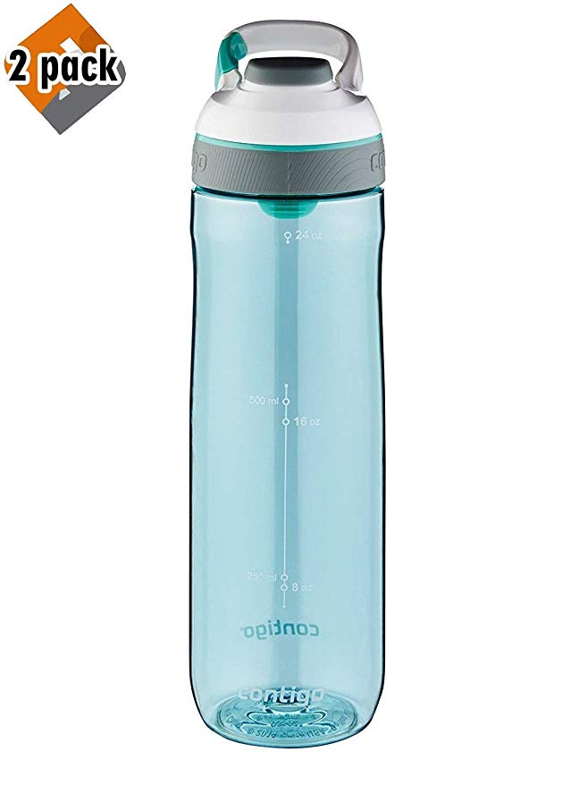 Contigo AUTOSEAL Cortland Water Bottle, 24 oz, Greyed Jade, Pack 2