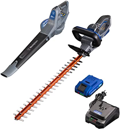 Westinghouse Cordless Leaf Blower and Hedge Trimmer, 2.0 Ah Battery and Rapid Charger Included