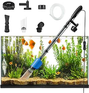Fish Tank Cleaner,Electric Aquarium Gravel Cleaner, 6 in 1 Fish Tank Cleaning Kit,32W Automatic Aquarium Vacuum Gravel Cleaner Set for Change Water Wash Sand Water Filter and Water Circulation