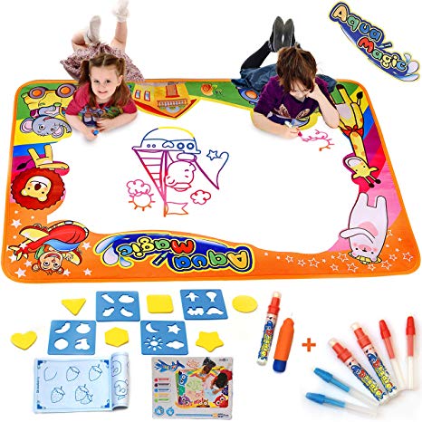 YAHI & CO Water Draw Classic Play Mat Aqua Magic Doodle Drawing Board Kids Toys Mess Free Coloring Painting Educational Writing Mats Gift for Toddlers Boys Girls