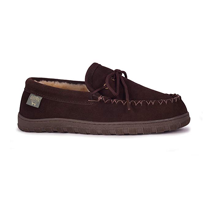 Rj Fuzzies Mens Moccasins by Cloud Nine Sheepskin in Black, Chestnut and Chocolate Made with 100% Sheepskin for Comfort and Warmth