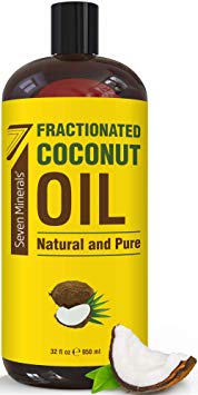 NEW Pure Fractionated Coconut Oil - Big 32 fl oz Bottle - Non-GMO, 100% Natural, Lightweight Massage Oil for Massage Therapy on Skin, Hair, More - Perfect Carrier Oil for Essential Oils