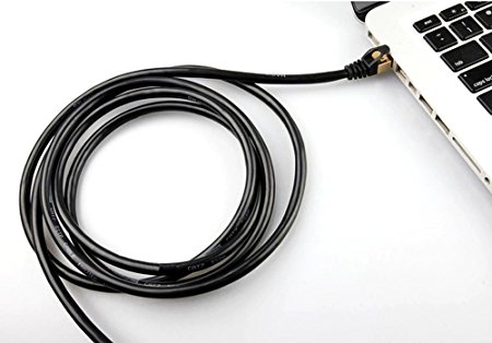 iCREAT Premium CAT-7 Double Shielded 10 Gigabit 600MHz Ethernet Cable,10 Feet Black