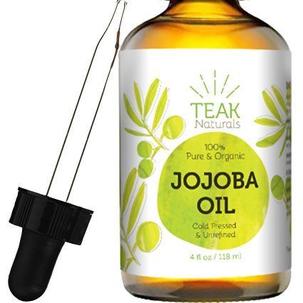 100% ORGANIC Teak Naturals Jojoba Oil - 4 oz - Pure Cold Pressed Unrefined Natural - Made In The USA