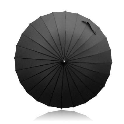 Becko Manual Open and Close Umbrella Long Umbrella with 24 Ribs Durable and Strong Enough for the Wind and Rain Easy to Carry on Your Back By Its Own Bag