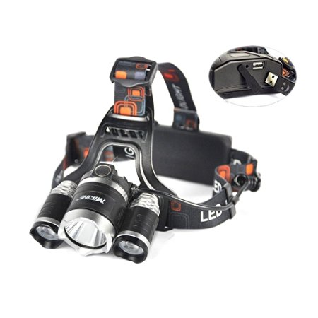 Mifine Waterproof Headlamp 5000 Lumen 4 Modes 3 LED Super Bright Rechargeable Headlight for Outdoor Sports Hiking Camping Riding Fishing Hunting Caving......